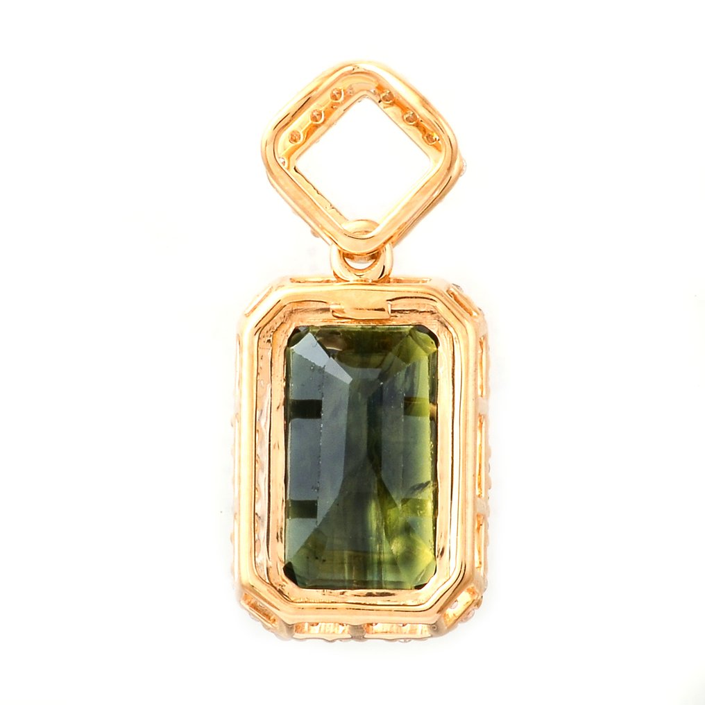 χωρίς τιμή ασφαλείας - Κρεμαστό κόσμημα - 14 καράτια Κίτρινο χρυσό -  3.59ct. tw. Ζαφείρι - Διαμάντι #1.0