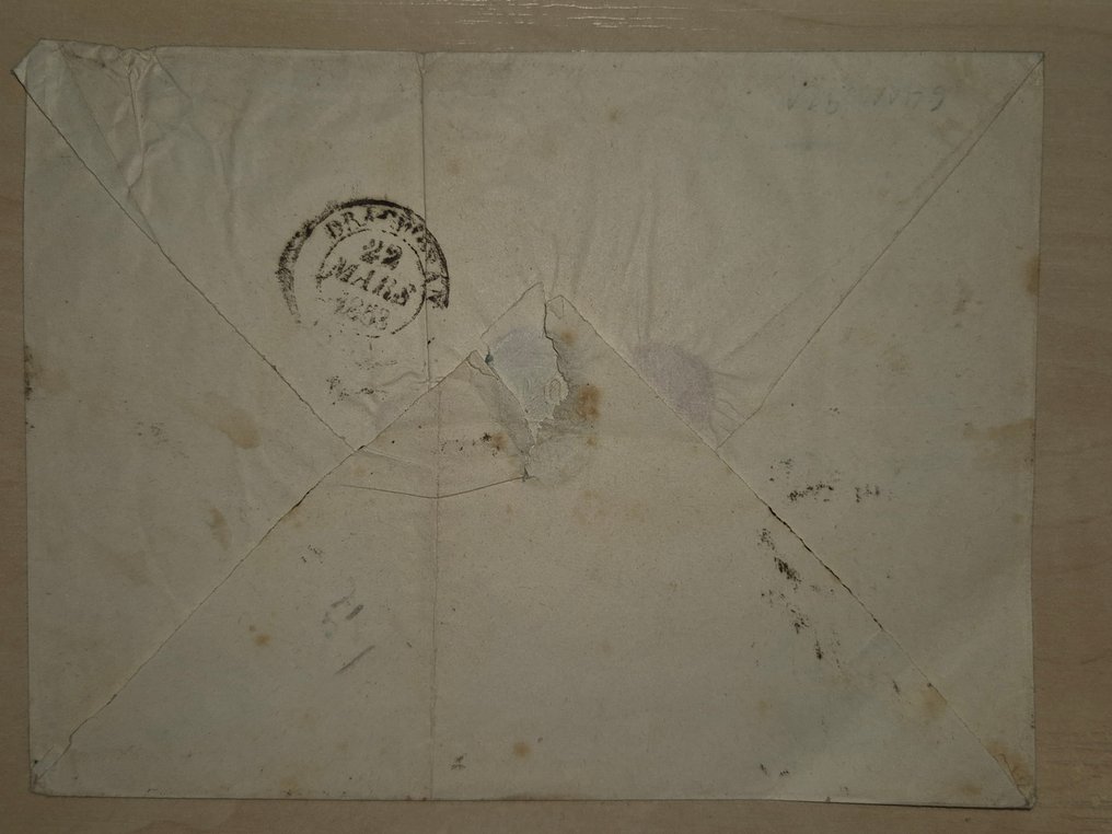 法国 1853/1853 - 法国信件配Cérès 1F胭脂红 - Yvert 2026 #2.1