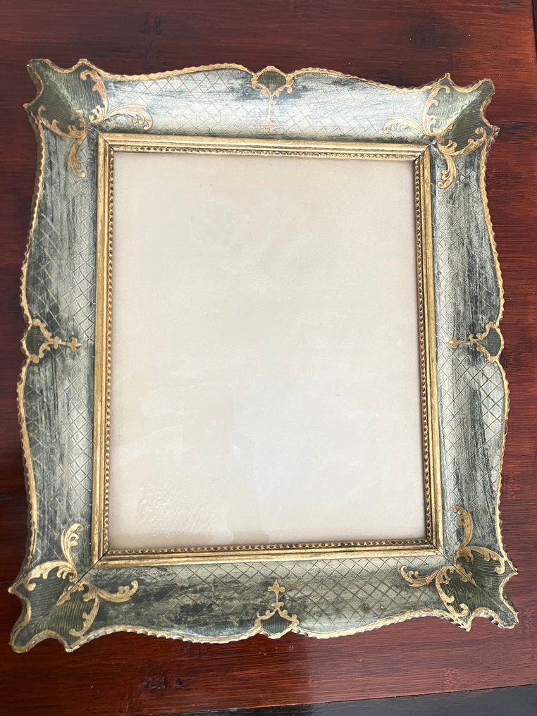 Kehys  - lehtipuu kaiverrettu, maalattu ja kullattu - Firenze Mid-Century #1.0