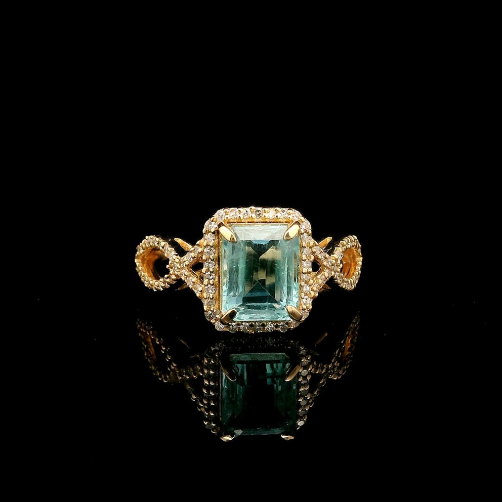 没有保留价 - 戒指 - 14K包金 黄金 - 2.14ct. tw. 祖母绿 - 钻石 #4.3