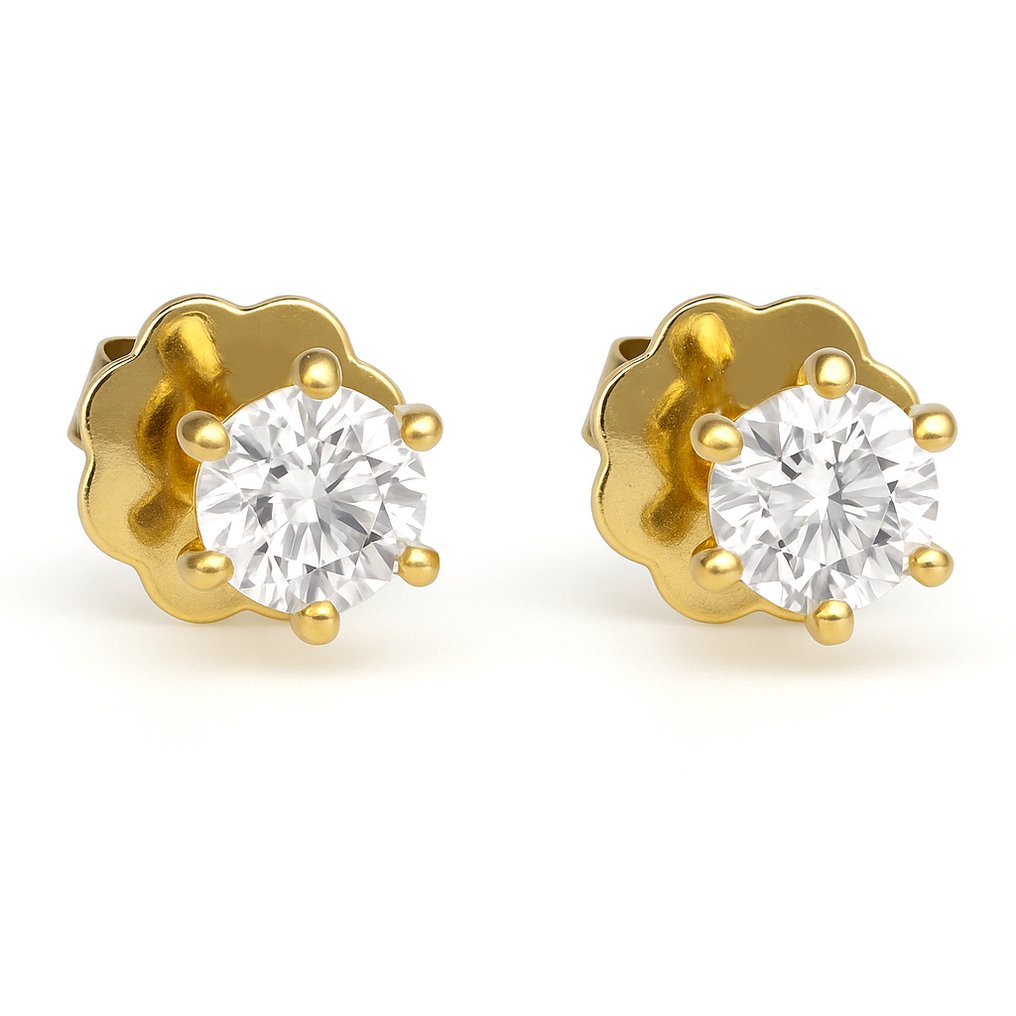 Σκουλαρίκια - 18 καράτια Κίτρινο χρυσό - 0.50ct. tw. Διαμάντι (Φυσικό) #1.0
