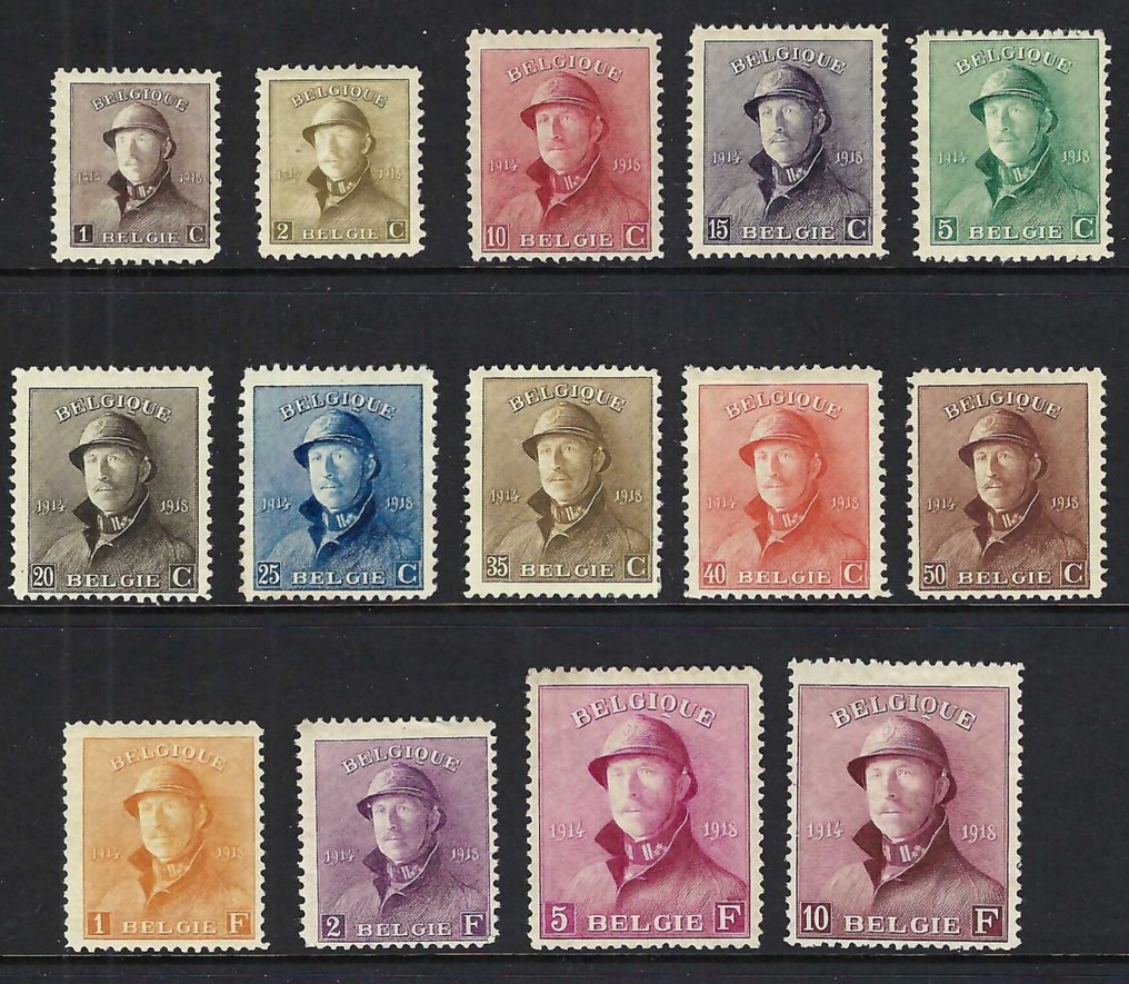 Belgium 1919 - Albert I "Met Helm" - OBP/COB 165/78 #1.0