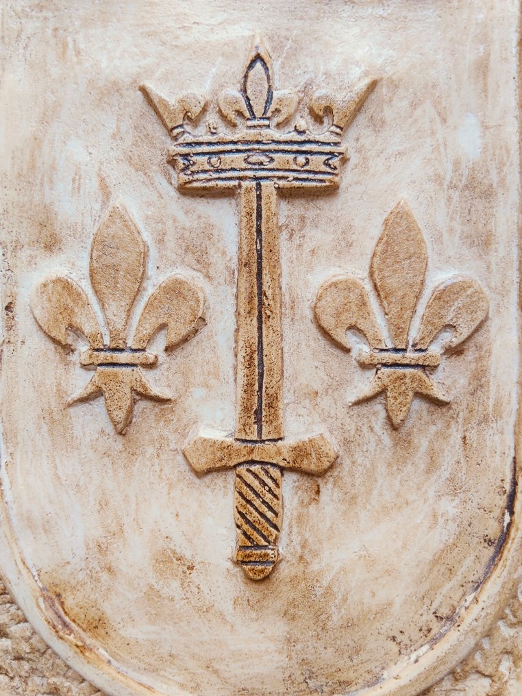 Skulptur, Stemma Araldico "Giovanna D' Arco" - 25 cm - pietra minerale #3.2