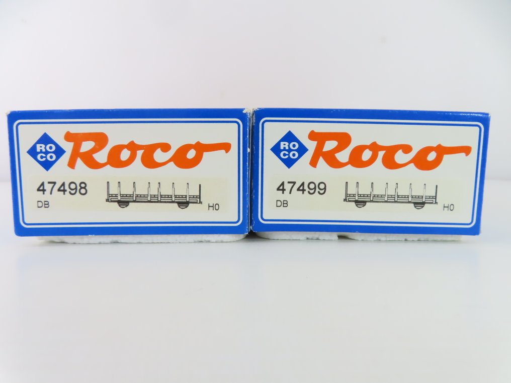Roco H0 - 47499/47498 - Godsvagn för modelltåg (2) - 2x 2-axlade rongenwagens med last (Agrifordon). - DB #4.3
