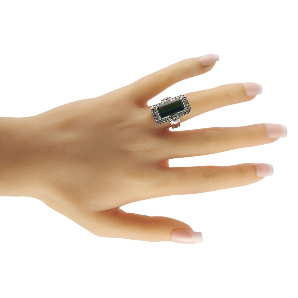 戒指 铂金0.65克拉钻石与碧玺戒指, 白金 - 7.60ct. tw. #3.2