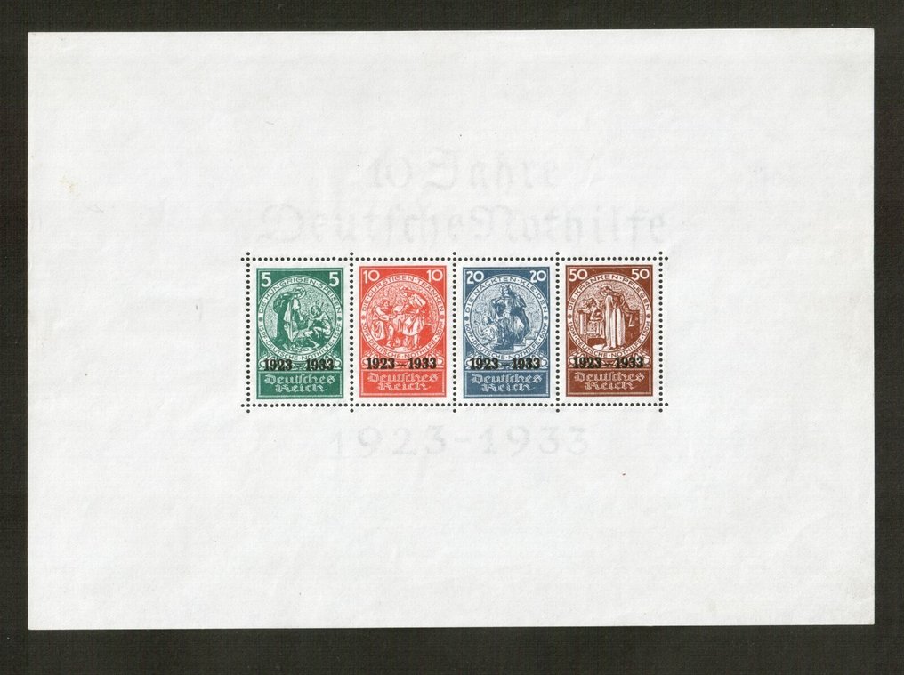 Cesarstwo Niemieckie 1933 - Nothilfe Block, Attest Schlegel - Michel Block 2 #1.0