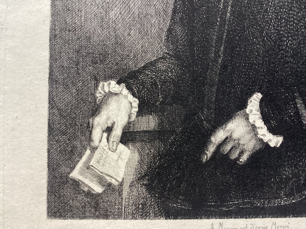 Giovanni Battista Moroni (1520-1578), after, by Augustin Mongin (1843-1911) - Portrait of a man holding a letter, known as 'L'Avvocato' #4.3