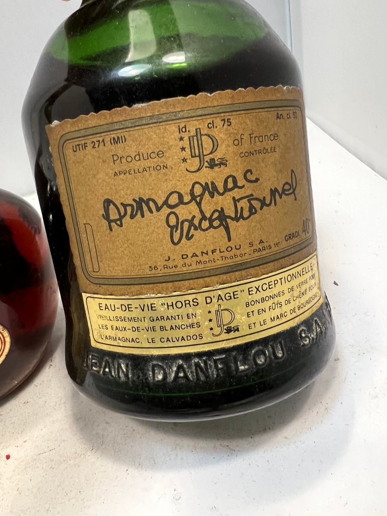 J. Danflou, Gélas - Armagnac Exceptionnel + 5yo Fine Vieille - b. década de 1960, década de 1970 - 75cl, n/a - 2 garrafas #1.0