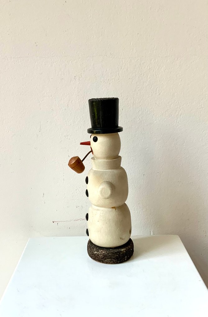 Ornament figurină de Crăciun Dregeno - om de zăpadă - Lemn - DDR 1981 #3.2