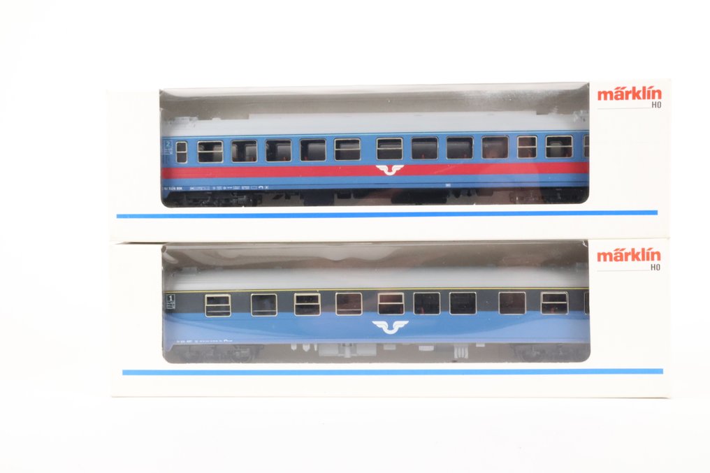Märklin H0 - 43773/ 43782 - Επιβατικό τρένο μοντελισμού (2) - 1η και 2η τάξη βαγονιού, εποχή V. - SJ #2.1
