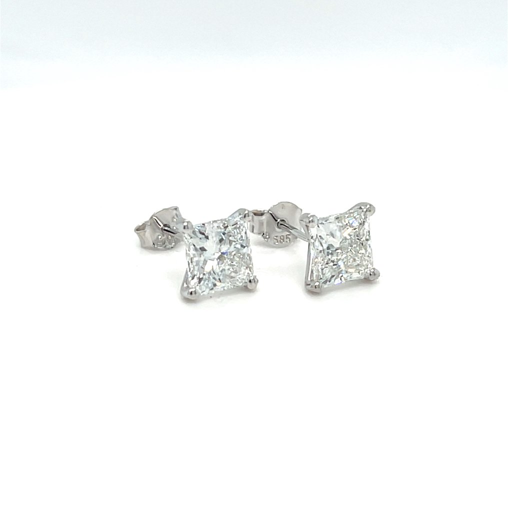 耳环 - 14K包金 白金 - 4.04ct. tw. 钻石 (实验室培育) #1.0