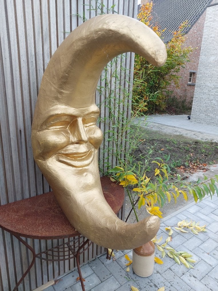 Statue, handmade moon gold color - 90 cm - papier-mâché #4.3