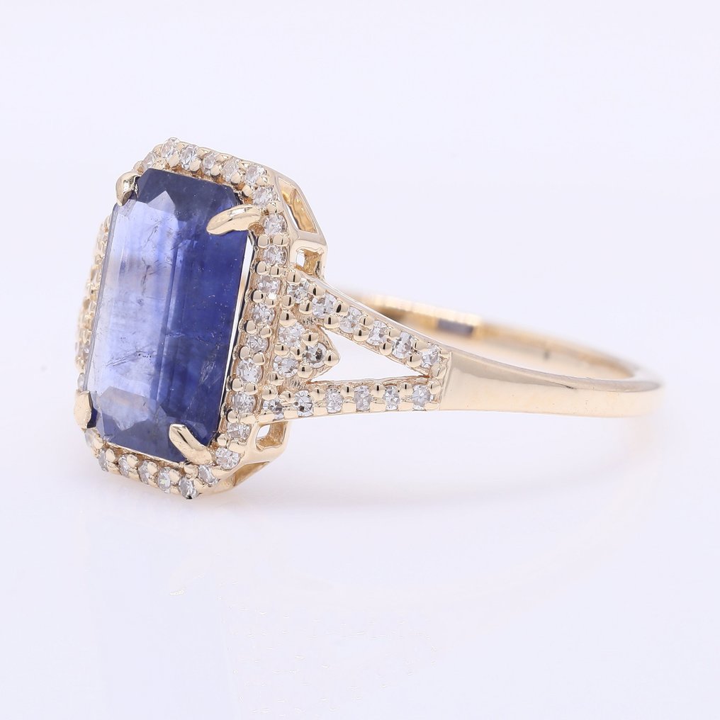 χωρίς τιμή ασφαλείας - Δαχτυλίδι - 14 καράτια Κίτρινο χρυσό - 2.29ct. tw. Ζαφείρι - Διαμάντι #2.1