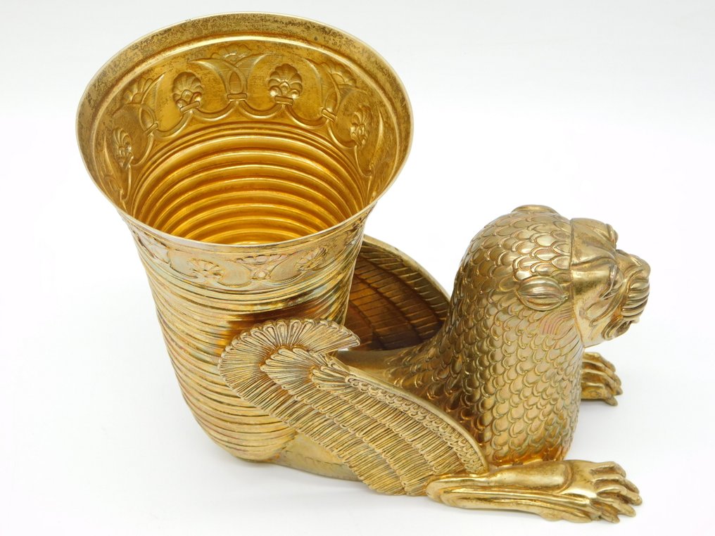 Vallé Mario - Statuetta in miniatura - Leone alato persiano - .800 argento #3.2