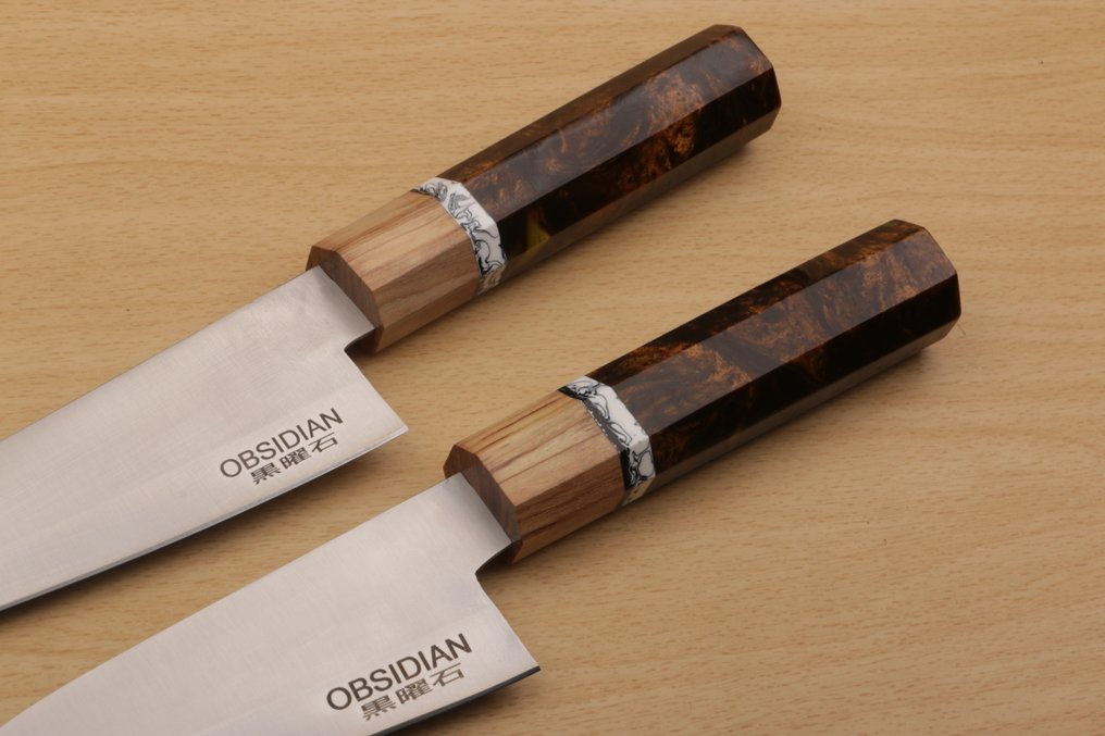 Obsidian - Nóż kuchenny - Kitchen knife set - Obsidian Custom Made Range Chef Knives Tradycyjne Rzemiosło - Specjalistyczna stal - Francja #3.2