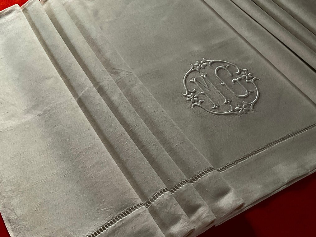 Roupa de cama do início do século XX com as iniciais M.G. - Têxtil  - 3 m - 2.1 m #3.2