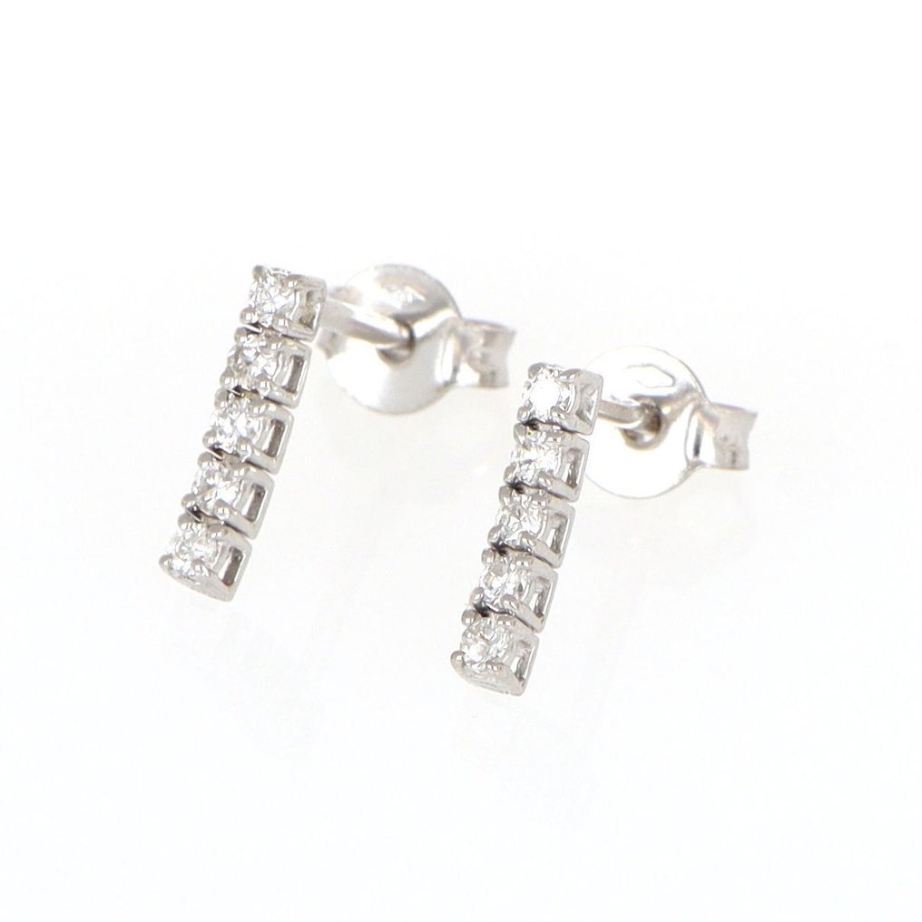 χωρίς τιμή ασφαλείας - Σκουλαρίκια - 18 καράτια Λευκός χρυσός Διαμάντι (Φυσικό) #1.0