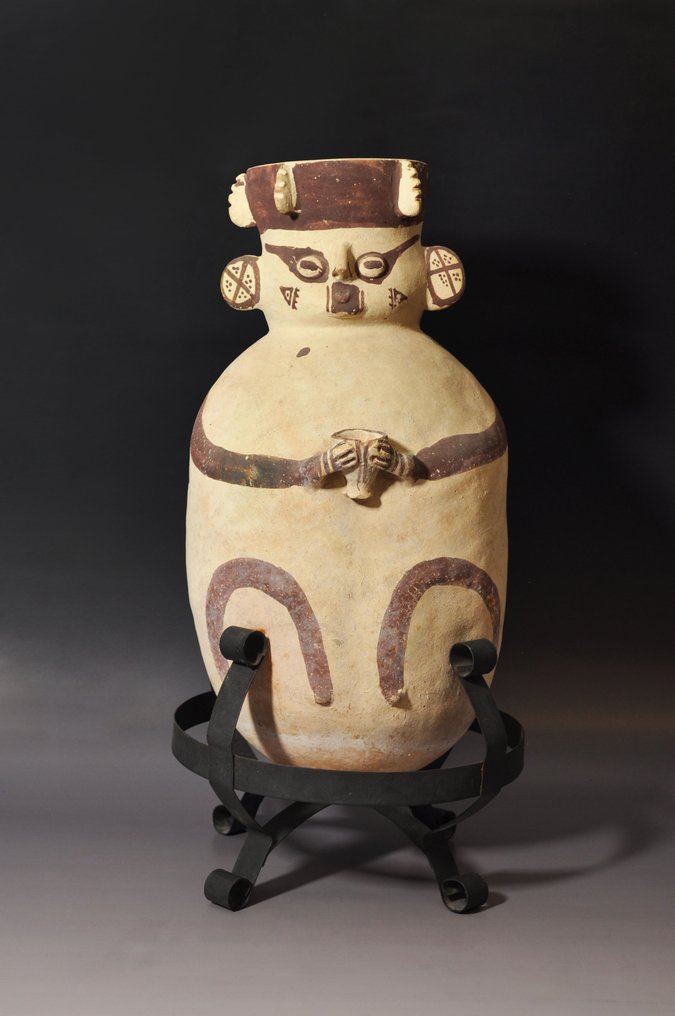 Precolumbian - Chancay Culture Pottery Anthropomorphic urn with TL test and German Export License - 46.4 cm #1.0