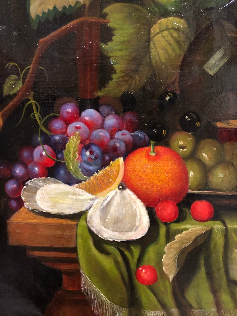 École Espagnole (c. 1900) - Nature morte au römerglas et plateau d'huîtres #1.0