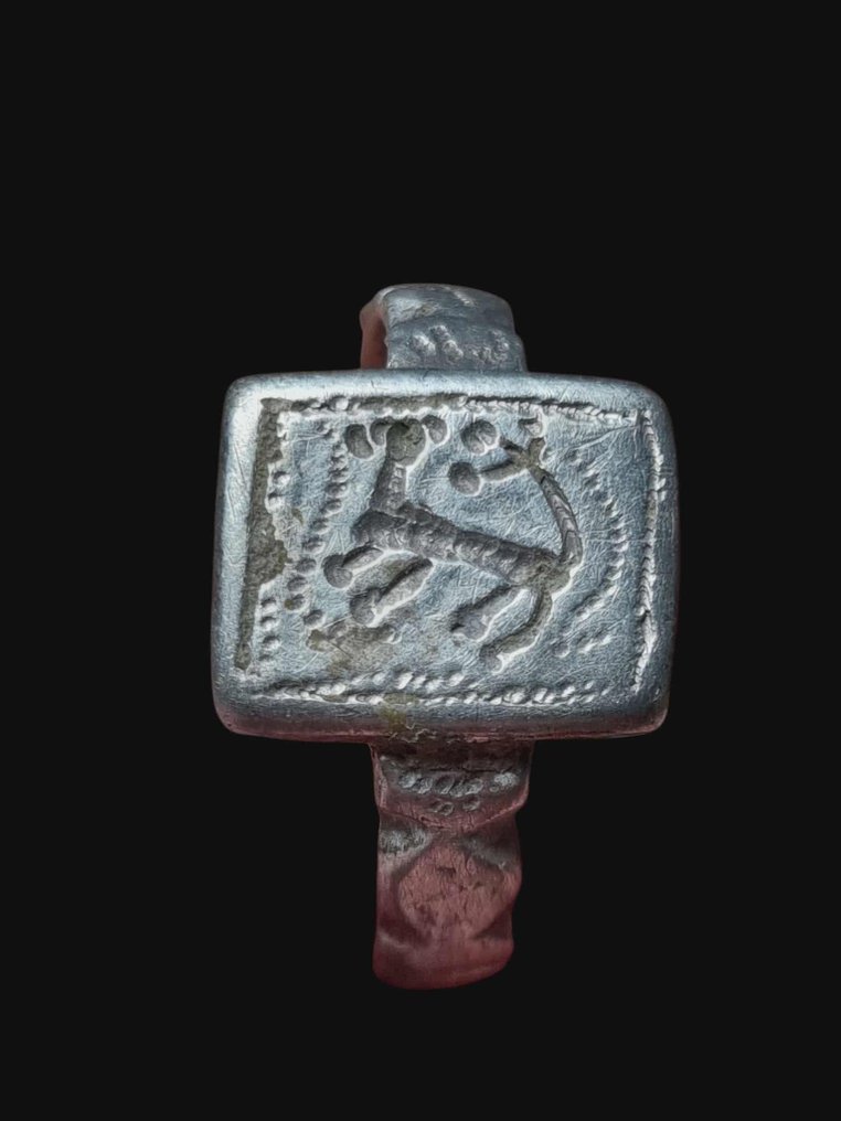 Αρχαία Ρωμαϊκή Ασημί, Πολύ σπάνια φώκια lynx Δαχτυλίδι #1.0