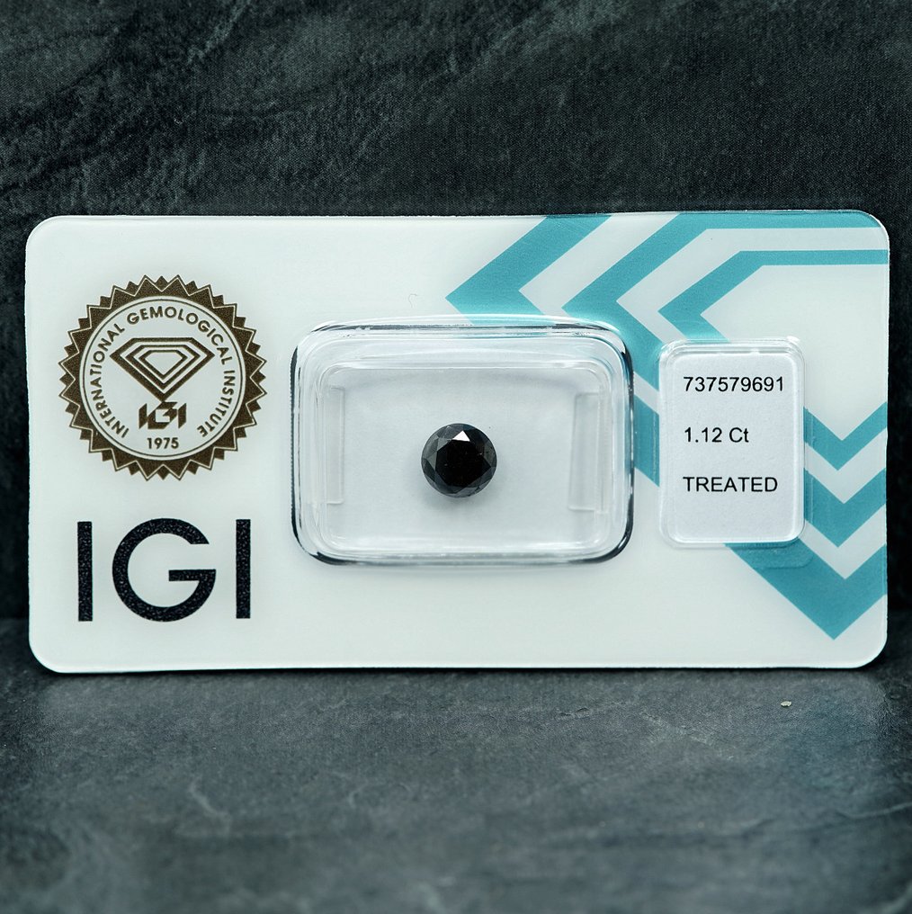 Sin precio de reserva - 1 pcs Diamante (Color tratado) - 1.12 ct - Redondo - No especificado en el informe de laboratorio - International Gemological Institute (IGI) #1.0