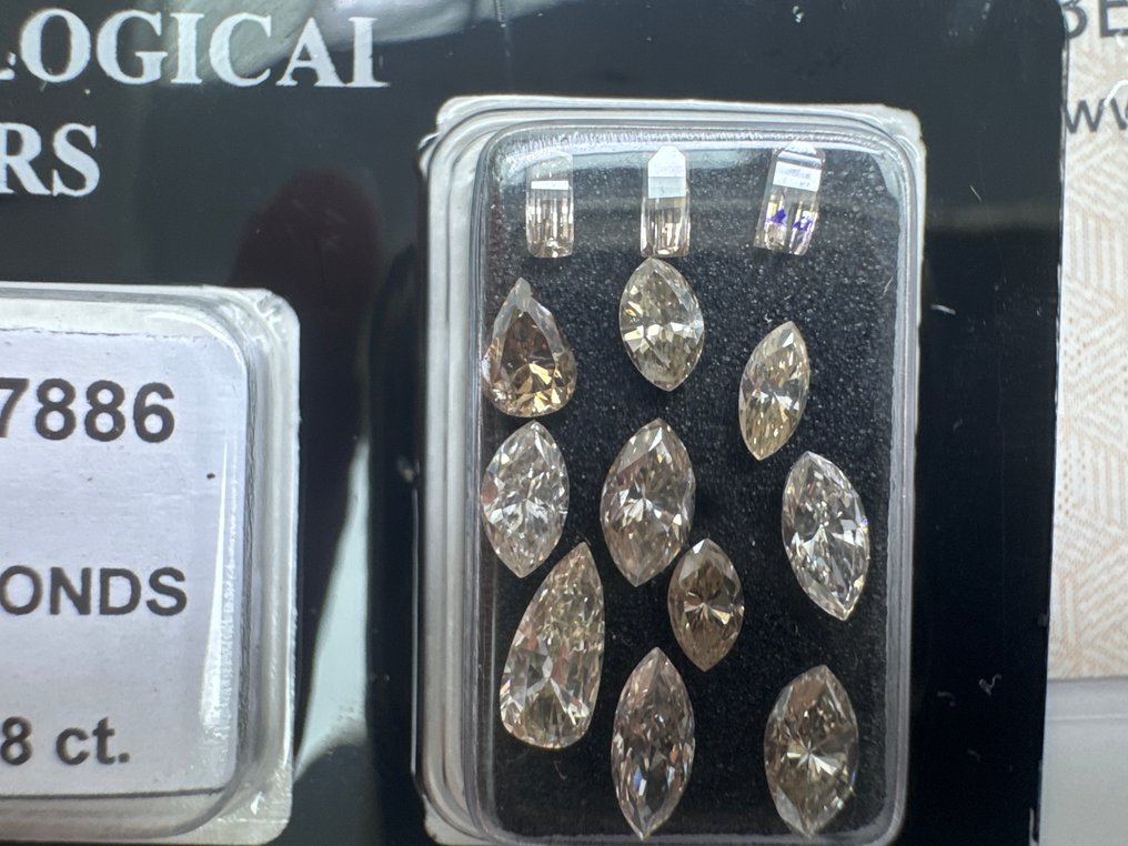 χωρίς τιμή ασφαλείας - 13 pcs Διαμάντι (Φυσικού χρώματος) - 2.28 ct - Αχλάδι - Light, Fancy Καφέ, Κίτρινο - VVS1, SI1 - Gemmological Centre Israel (G.C.I.) #1.0