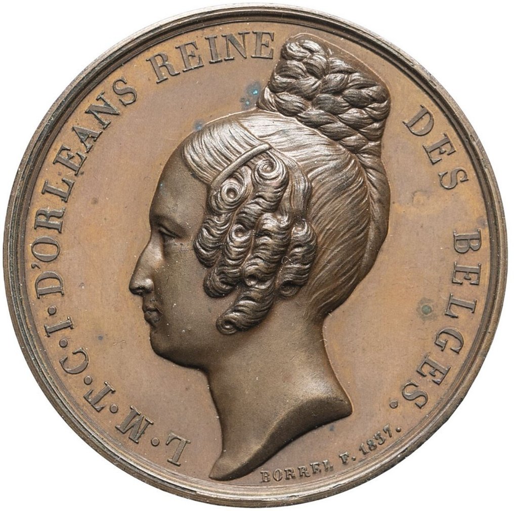 Belgia. Medal / Superbe / Léopold Ier (1831-1865). Mort de Louise-Marie d’Orléans reine des Belges, par Borrel (Ingen reservasjonspris) #1.0
