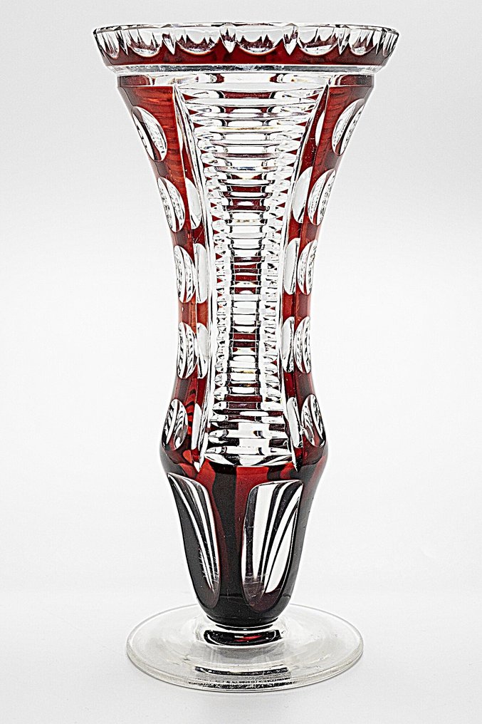 Haida Art Deco Ruby Red Crystal Glass Vase 1910 - Vase - Crystal #1.0