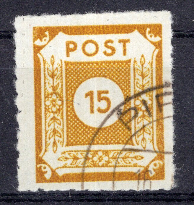 Allied Occupation - Germany (Soviet zone) 1945 - East Saxony separation Pirna 15 Pfennig checked. - Michel 47 H #1.0