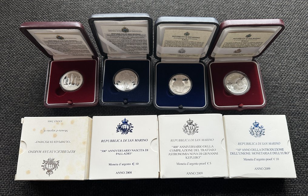 Σαν Μαρίνο. 5 Euro / 10 Euro 2008/2009 (4 stuks) Proof (χωρίς τιμή ασφαλείας) #1.0