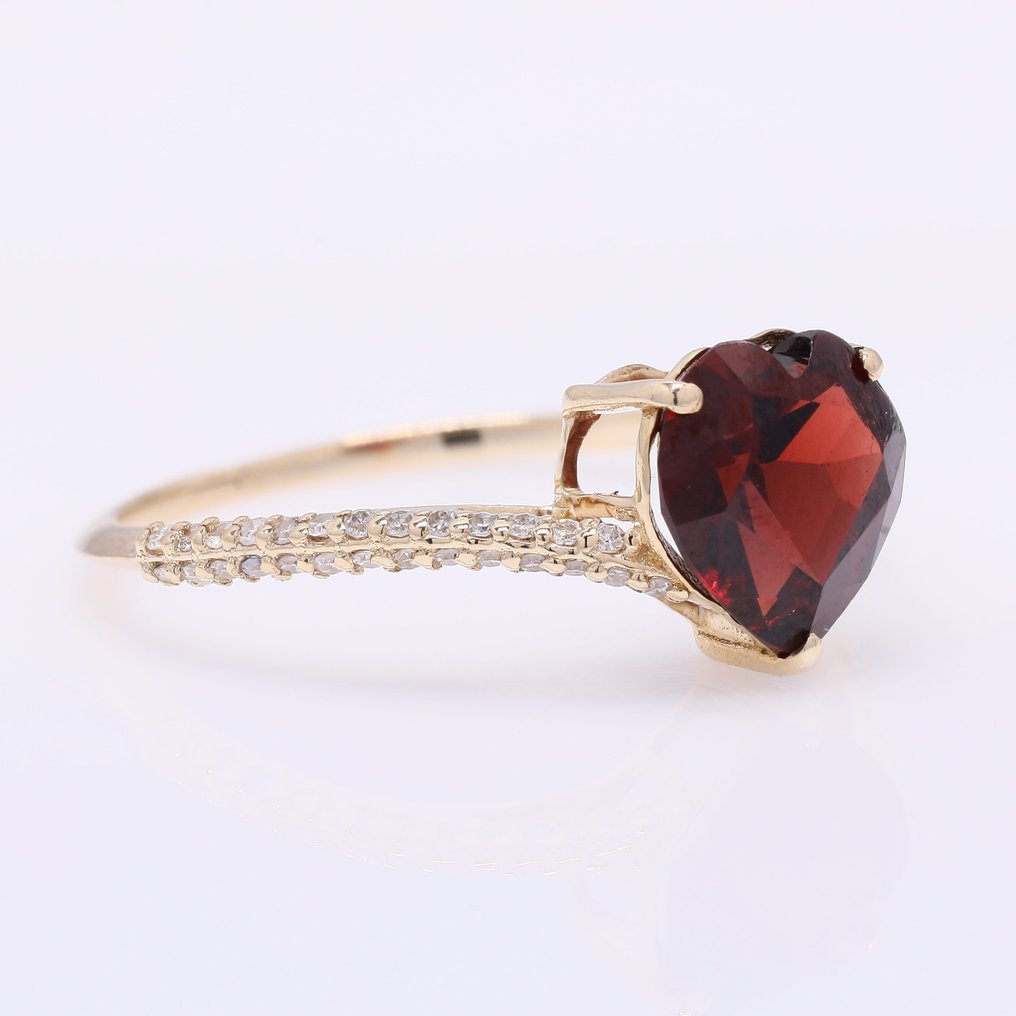 沒有保留價 - 戒指 - 14 克拉 黃金 - 2.12ct. tw. 石榴石 - 鉆石 #1.0