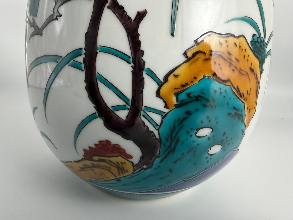 花瓶 - 鸟与花画, 陶瓷 - 日本  (没有保留价) #4.3