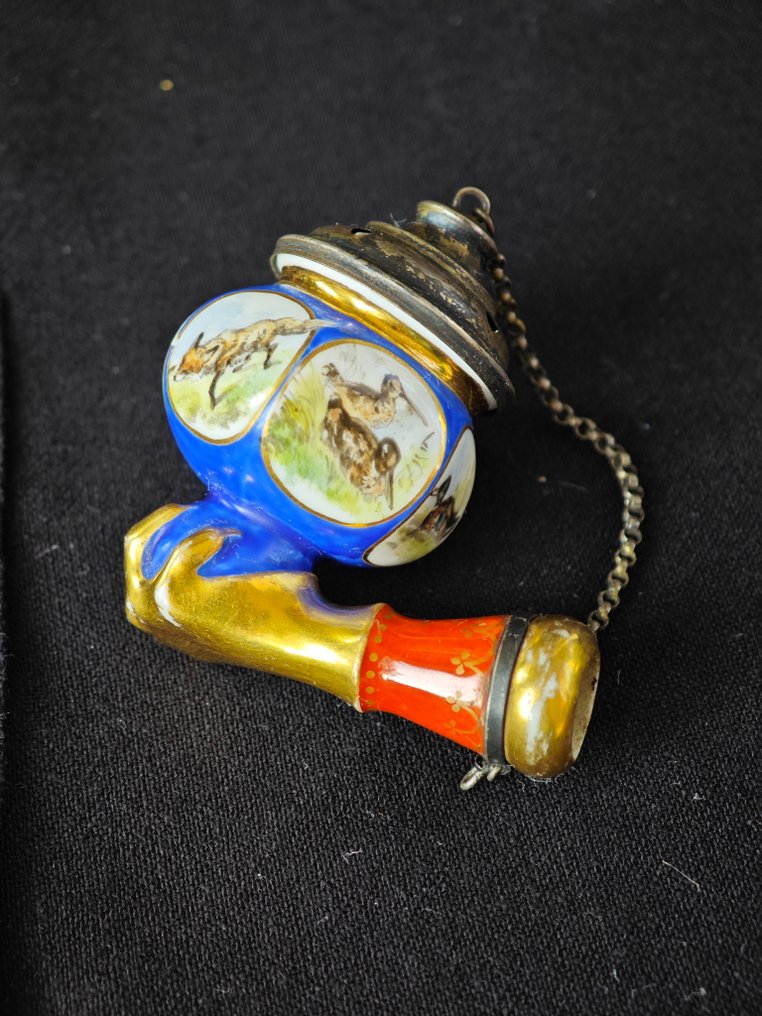 Antique Porcelain Tobacco Pipe Bowl - Pipa - Argento, Porcellana #1.0