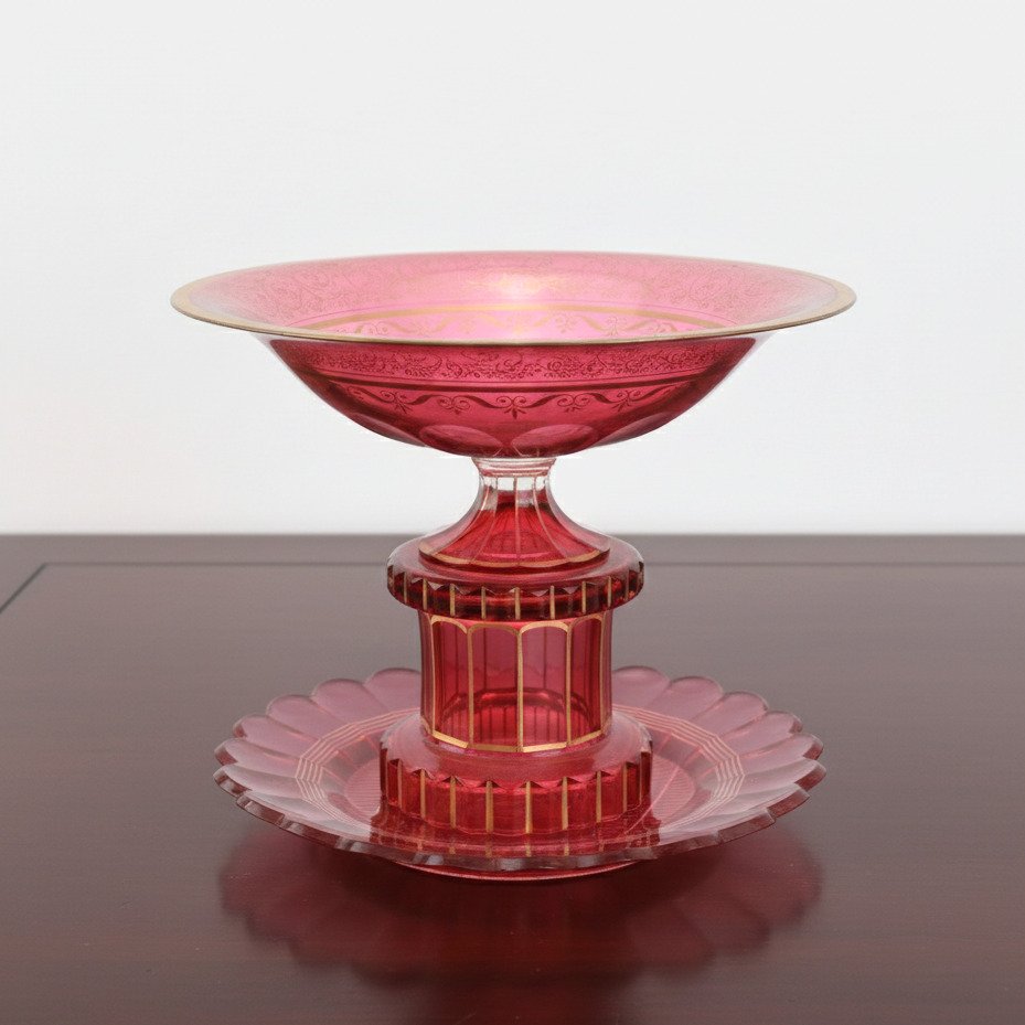 Moser & Söhne - 餐桌中央装饰  - 玻璃 - 波希米亚蔓越莓玻璃 #1.0