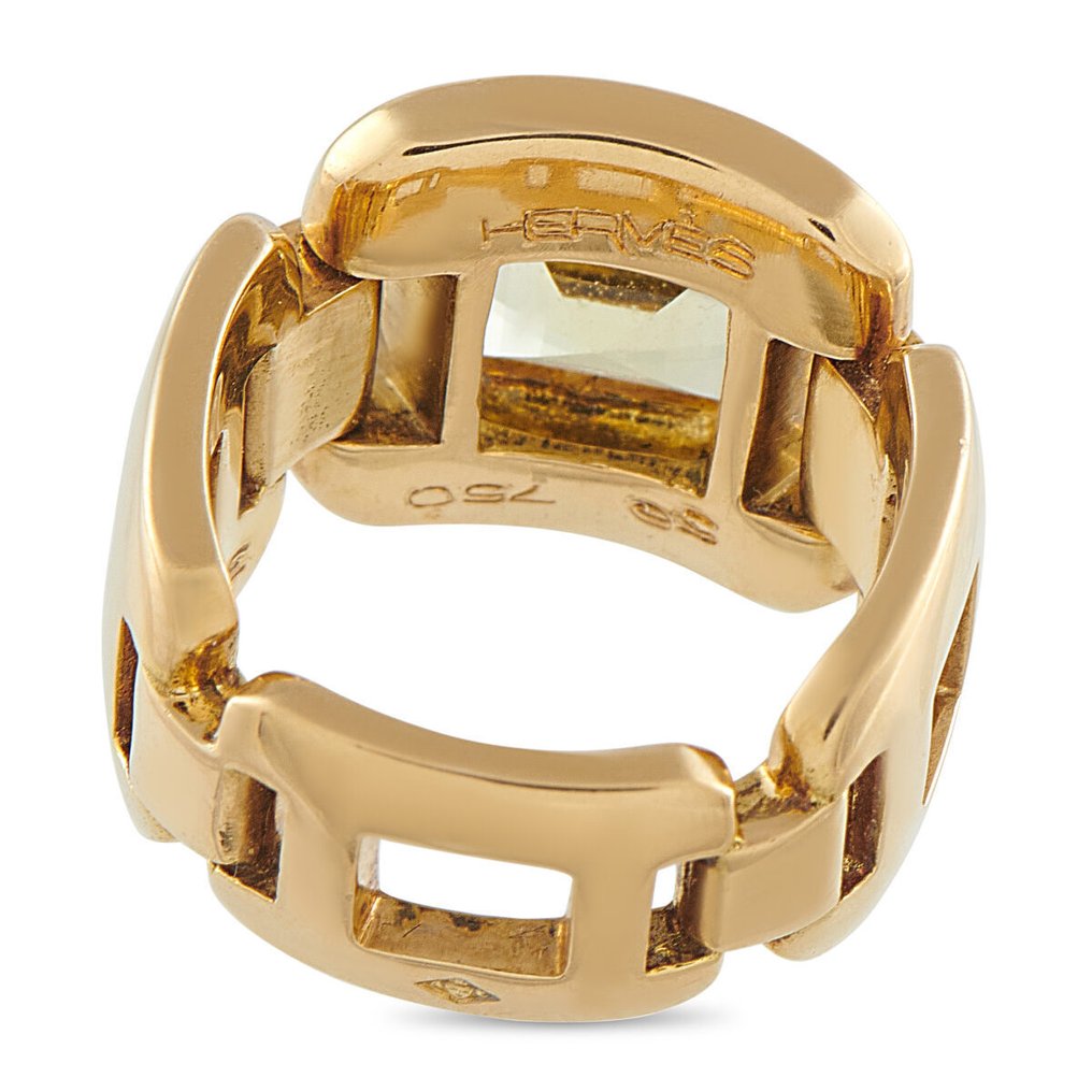 Hermès - 戒指 - 18K包金 Hermes 18K 黄金黄水晶戒指, 黄金 #4.3