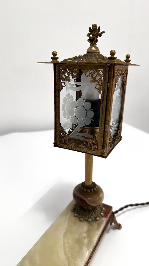 檯燈 - 縞瑪瑙, 玻璃, 金屬 - 新艺术运动 #3.2