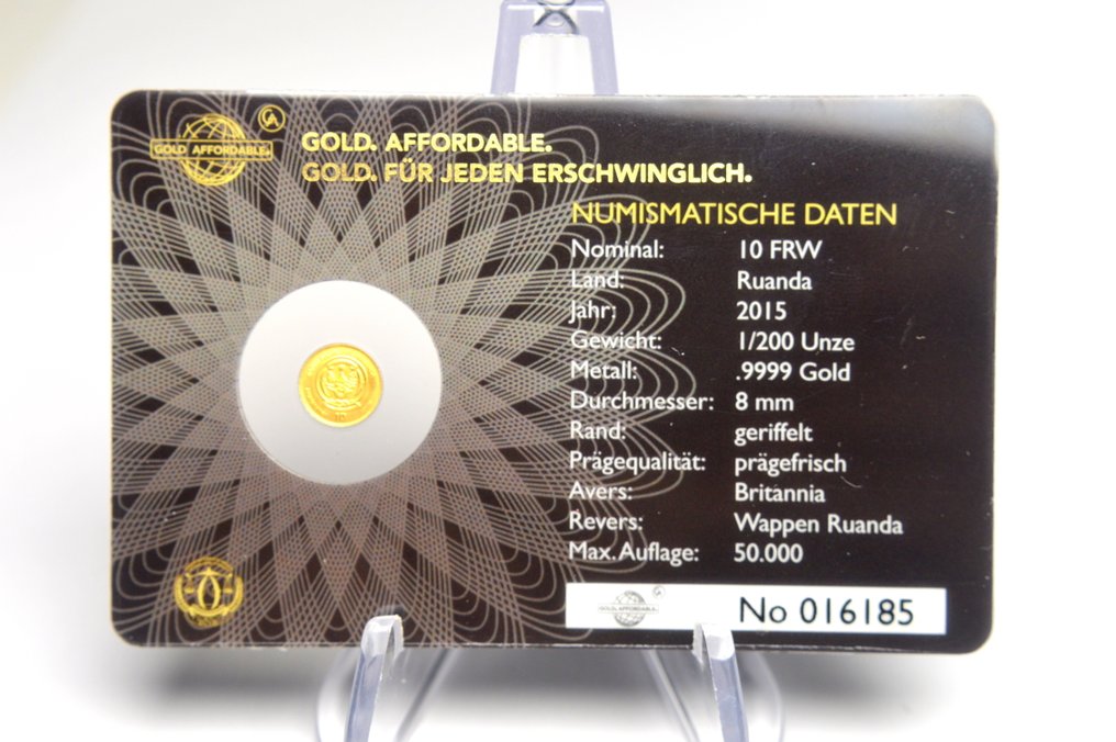 盧旺達和布隆迪. 10 Francs 2015 Icons of the World - Britannia - 1/200oz (.999)  (沒有保留價) #2.1