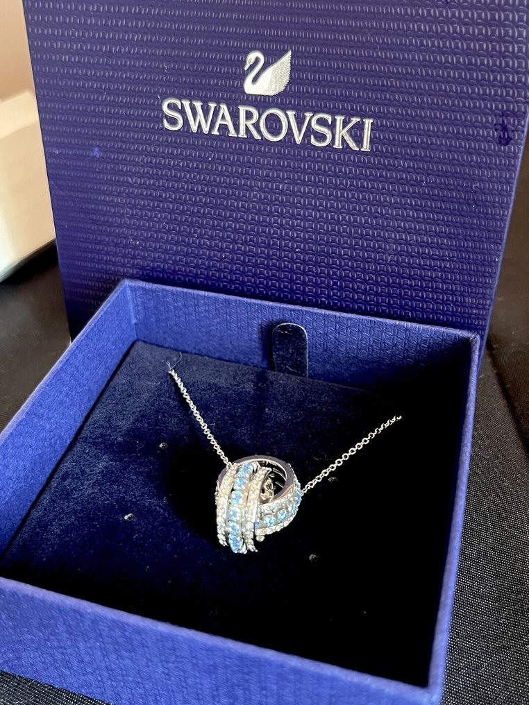Swarovski - Statua, FURTHER Collection (125th Anniversary Edition) Interlocking Blue Crystal Necklace - 0 cm - Cristallo #3.2
