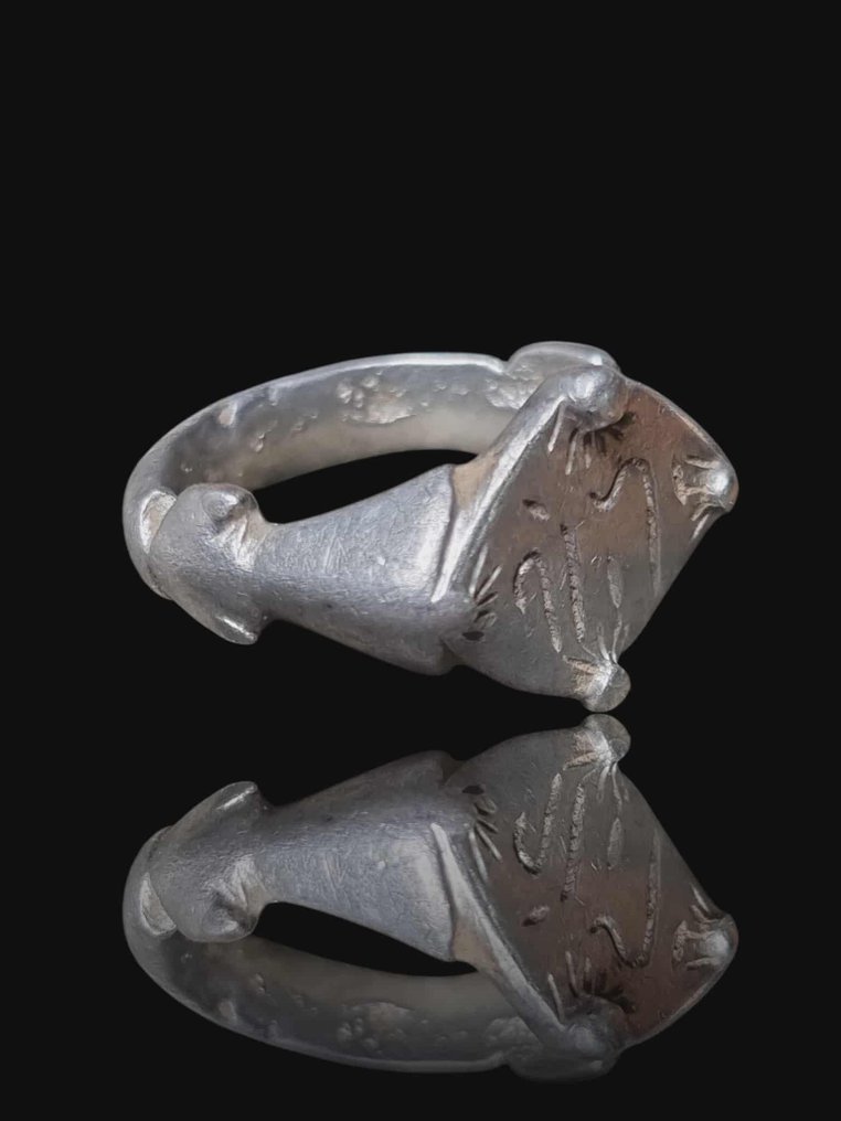 中世紀前期 銀, 有趣的伊斯兰文本封印 戒指  (沒有保留價) #2.1