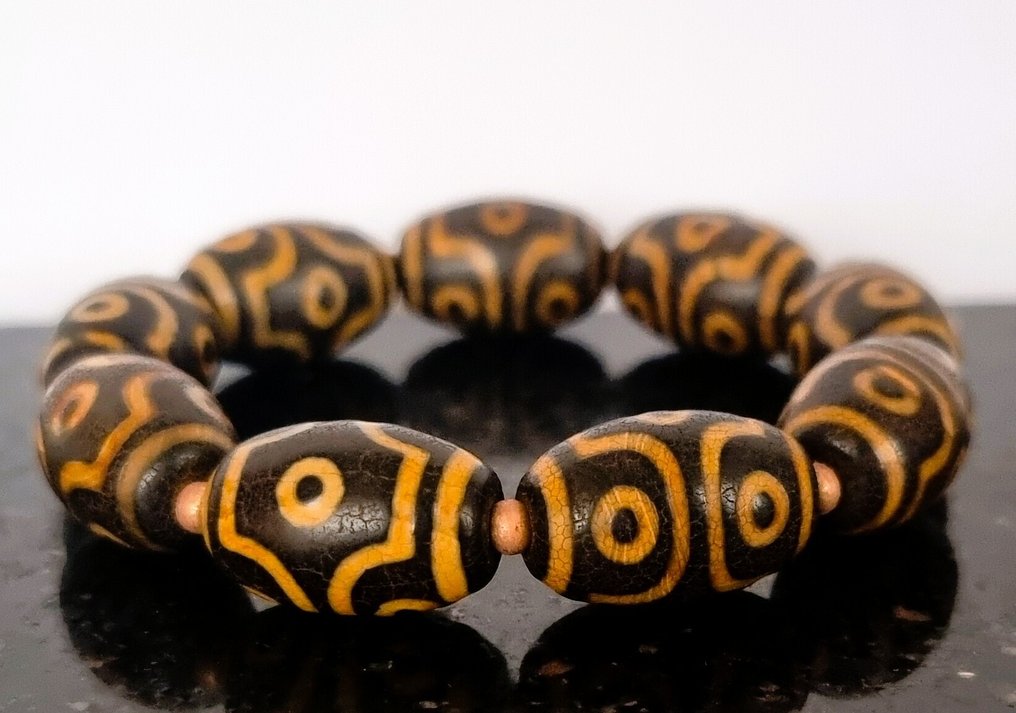 Énergie Intemporelle - Αγκάτη Ταϊβάν Βραχιόλι βουδιστικό - dZi - Αγιασμένο με 6 Μάτια - Συναισθηματική αρμονία και έλεγχος των- 60.93 g #3.2