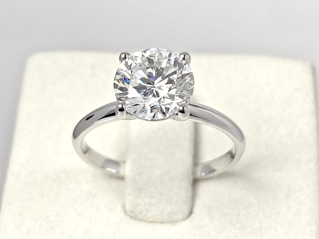 Sormus - 14 kt. Valkokulta - 2.09ct. tw. Timantti (Laboratoriossa kasvatettu) #1.0