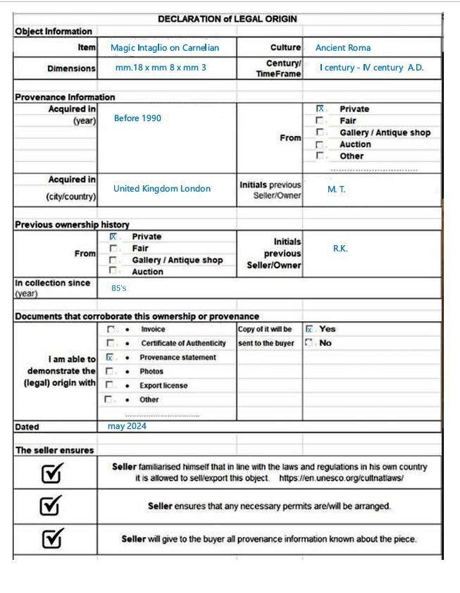 Replika av en antikk gresk Carne Intaglio - 18 mm #4.3