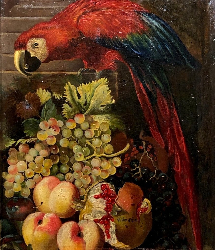 École Européene (XIX-XX), D'après Justus van Huysum - Nature Morte avec Perroquet #1.0