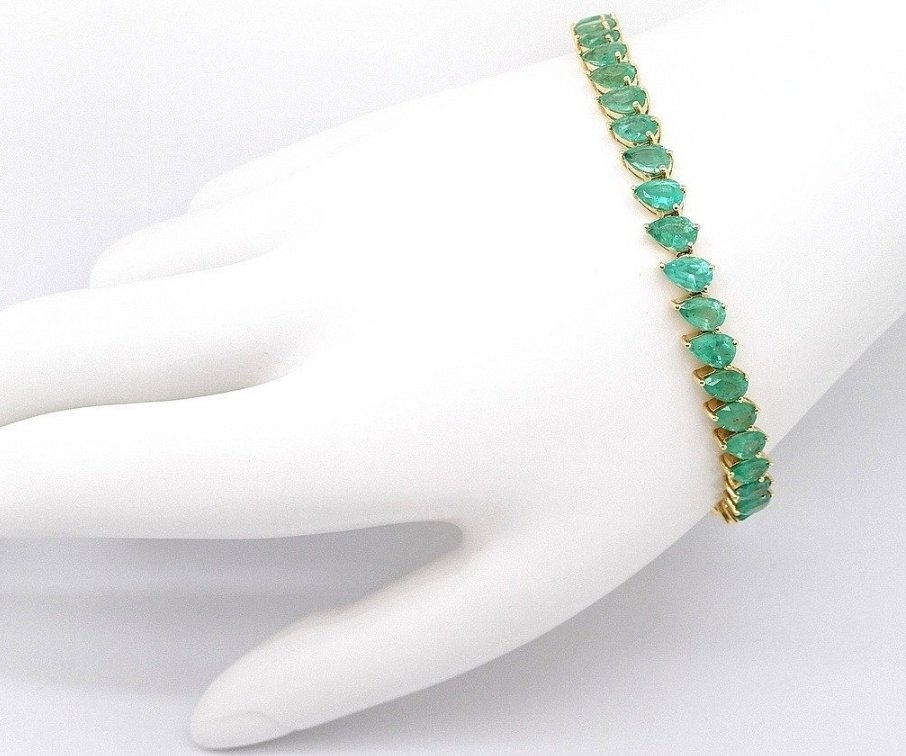 Håndledd-ornament - 14 karat Gull -  13.30ct. tw. Smaragd - Smaragd #2.1