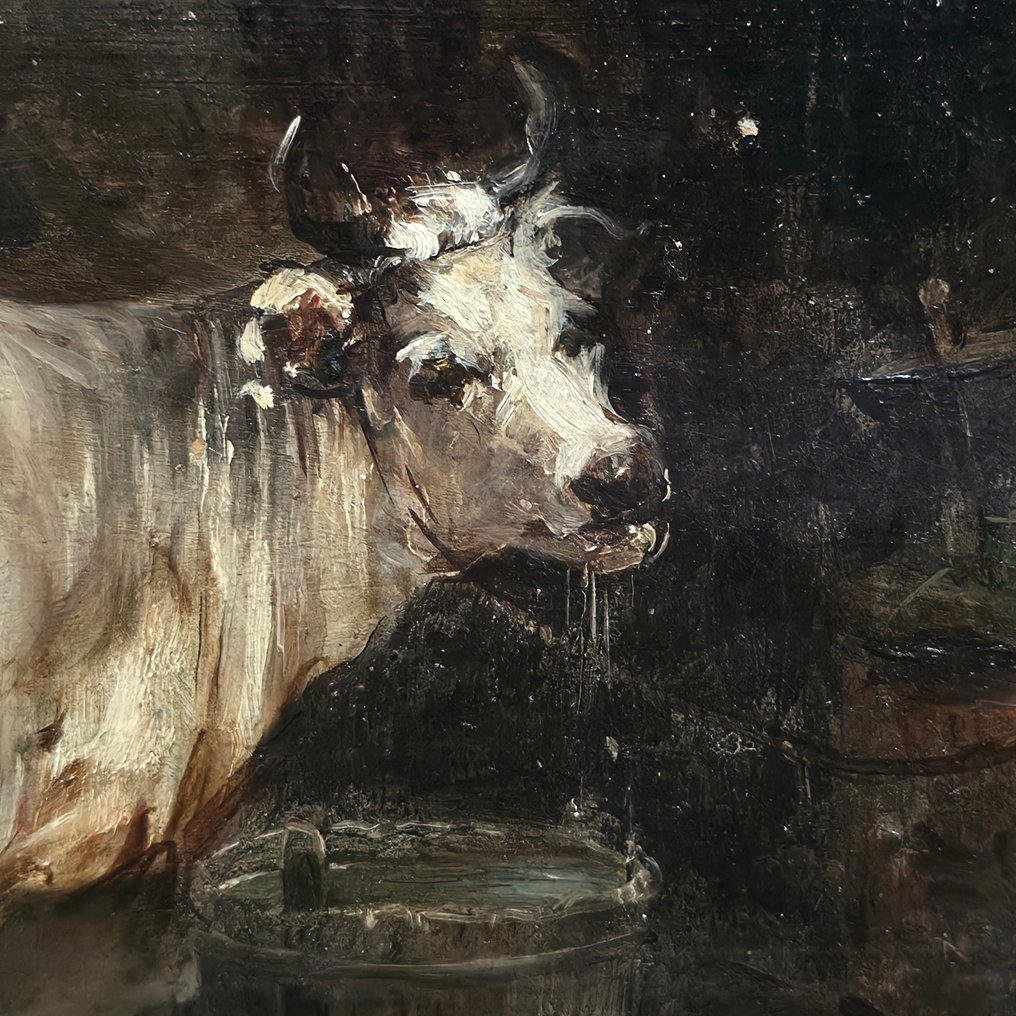 Domenico Battaglia (1842-1904) - Mucca in stalla #2.1