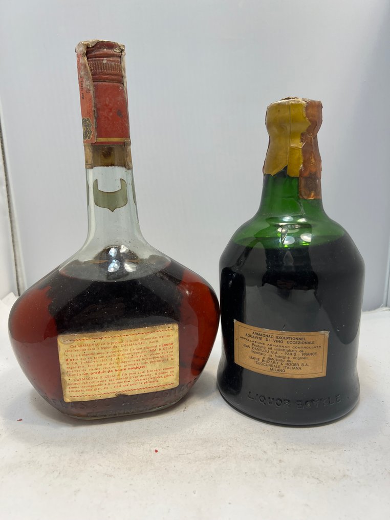 J. Danflou, Gélas - Armagnac Exceptionnel + 5yo Fine Vieille - b. década de 1960, década de 1970 - 75cl, n/a - 2 garrafas #3.2