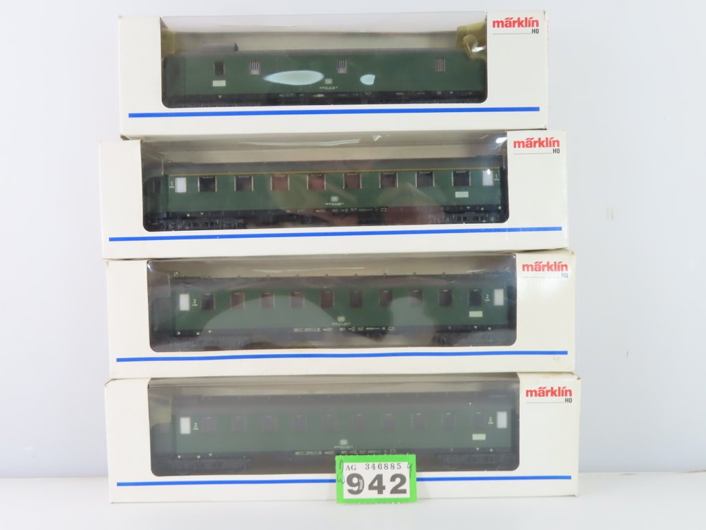 Märklin H0轨 - 4275/4276/4278 - 模型火车货运车厢 (4) - 4辆高速列车车厢,一等舱、二等舱及行李 - DB #4.3