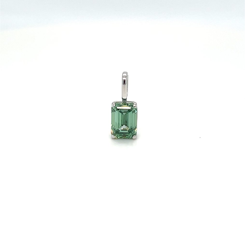 Ei pohjahintaa - Riipus - 14 kt. Valkokulta -  1.23ct. tw. Vihreä Timantti (Fancy-värinen laboratoriotimantti) #1.0