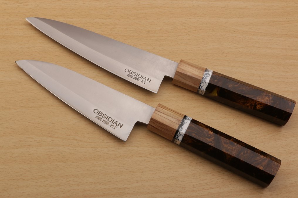 Obsidian - Nóż kuchenny - Kitchen knife set - Obsidian Custom Made Range Chef Knives Tradycyjne Rzemiosło - Specjalistyczna stal - Francja #4.3