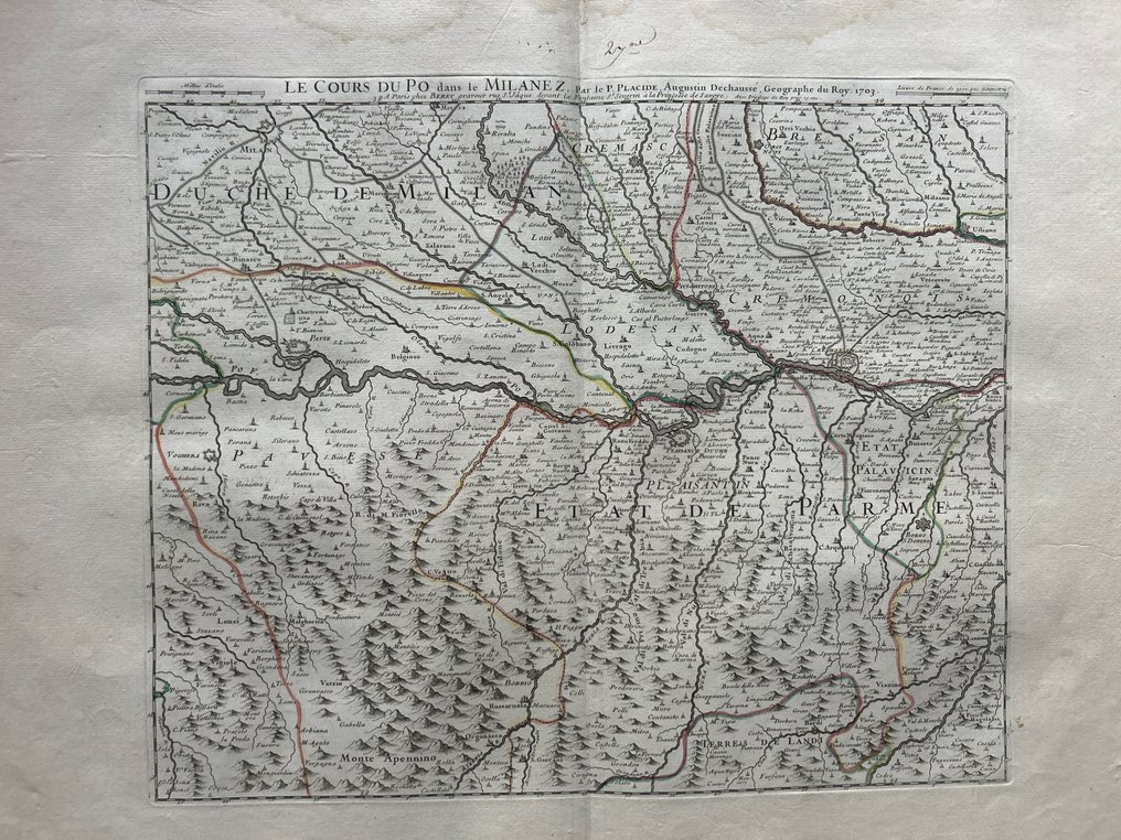 Italia - Del Po, del Monviso al Adriático; Charles Amadeus De Berey, - Le Cours du Po [Lot of 5 maps] - 1701-1720 #4.3